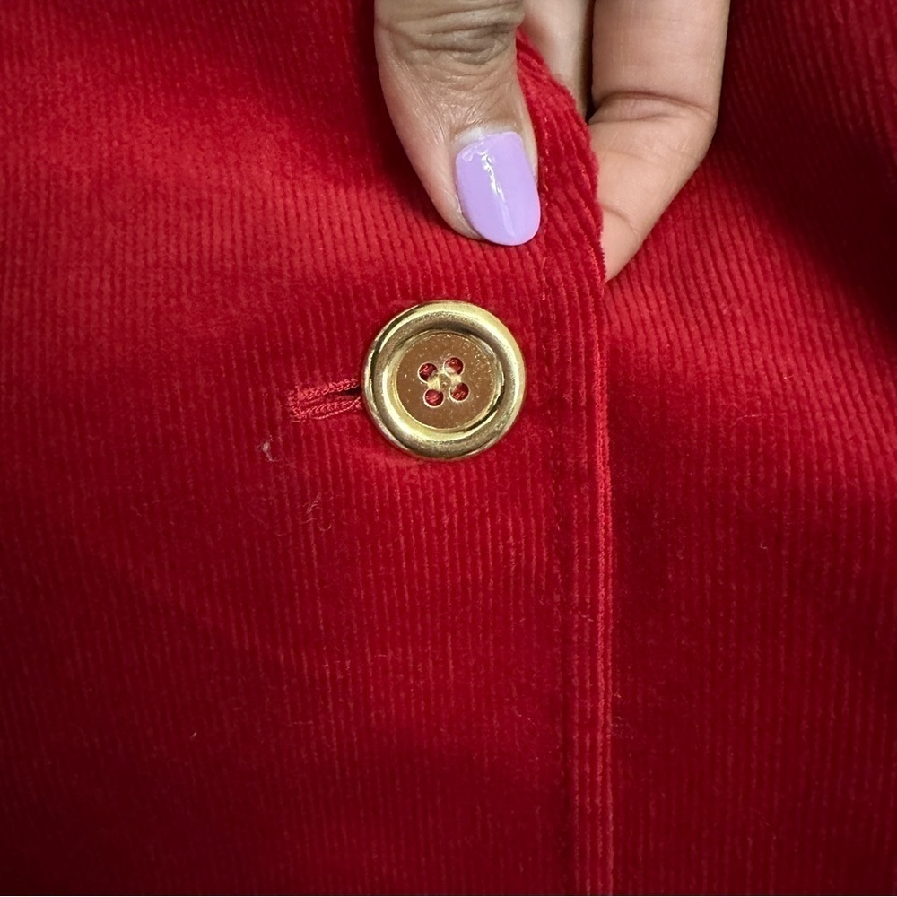 Talbots Women's Red Corduroy Blazer Jacket Gold Button Front Closure sz 14 - Picture 5 of 11